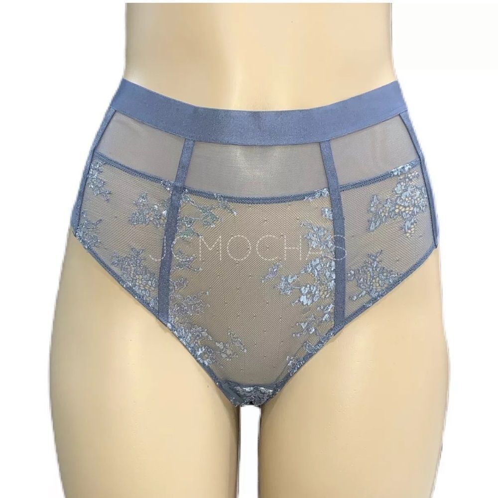 Victoria's Secret Metallic flowers Sheer mesh High Waist Thong Medium Large - Picture 7 of 7